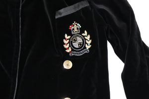 Black Velvet Evening Blazer / Jacket - Oscar Rom Zurich - Vintage - Label 36 - Fit M / UK 12