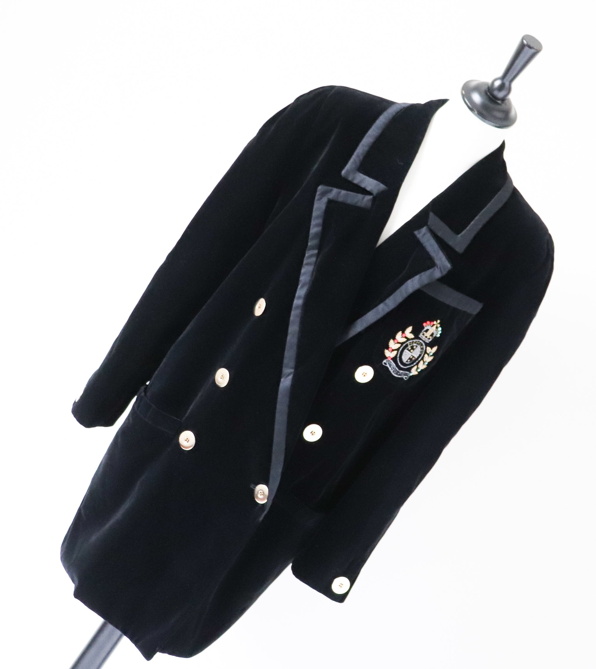 Black Velvet Evening Blazer / Jacket - Oscar Rom Zurich - Vintage - Label 36 - Fit M / UK 12