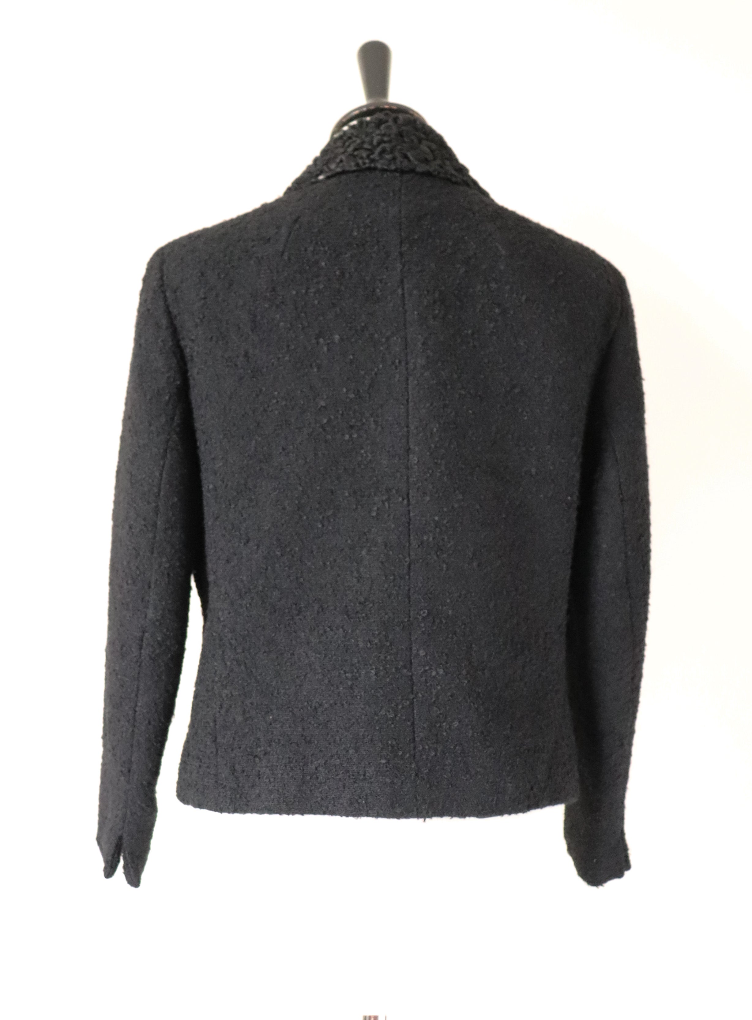 1960s Boucle Cropped Jacket - Astrakhan Collar - Createx Suisse - Vintage - S / UK 10