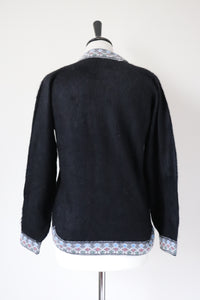 Black Alpaca Wool Jumper - 1950s Style - Super Furry - XS / S - UK 8 / 10