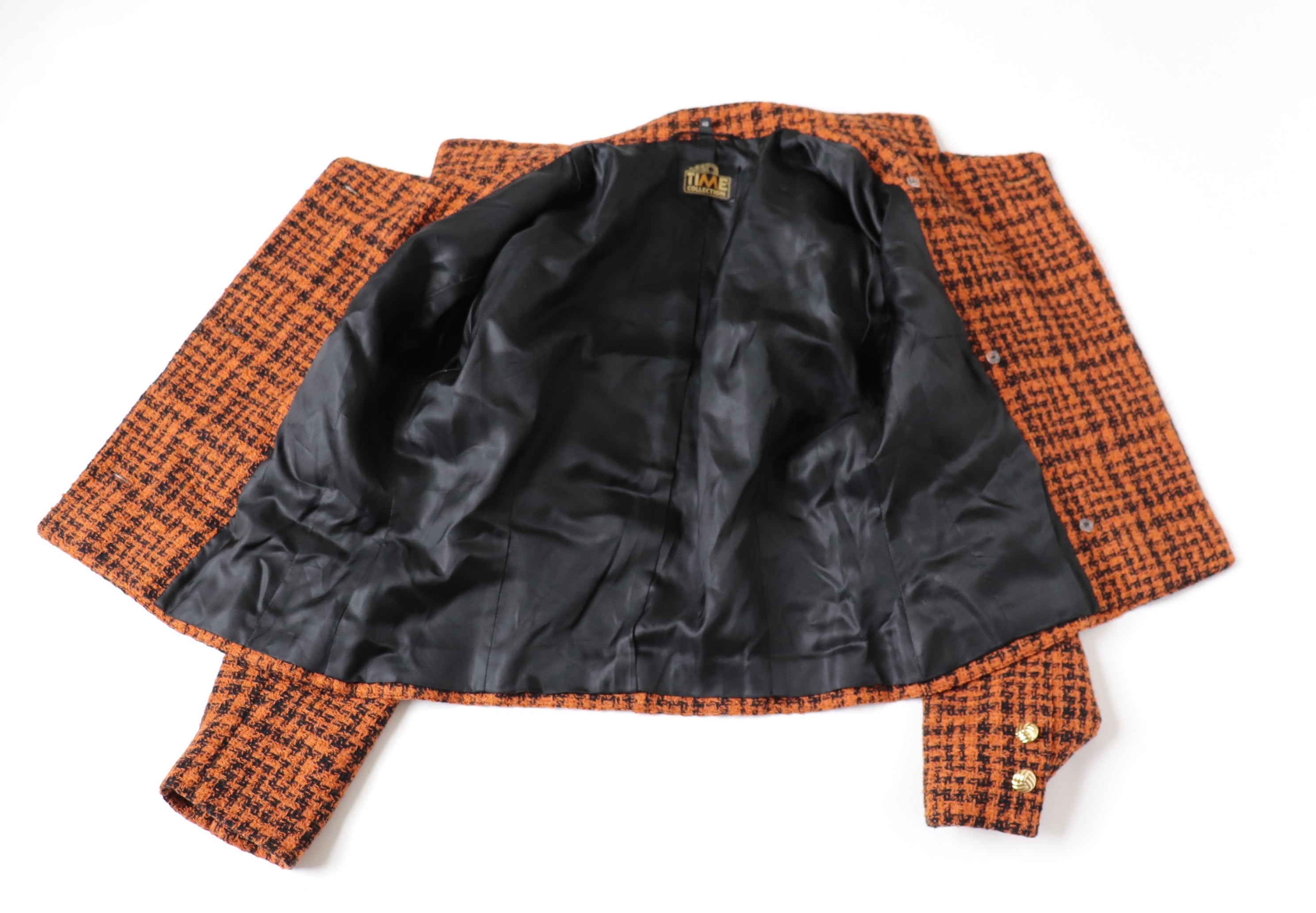 Time Brown Houndstooth Checked Jacket Wool Blend - M /  UK 12