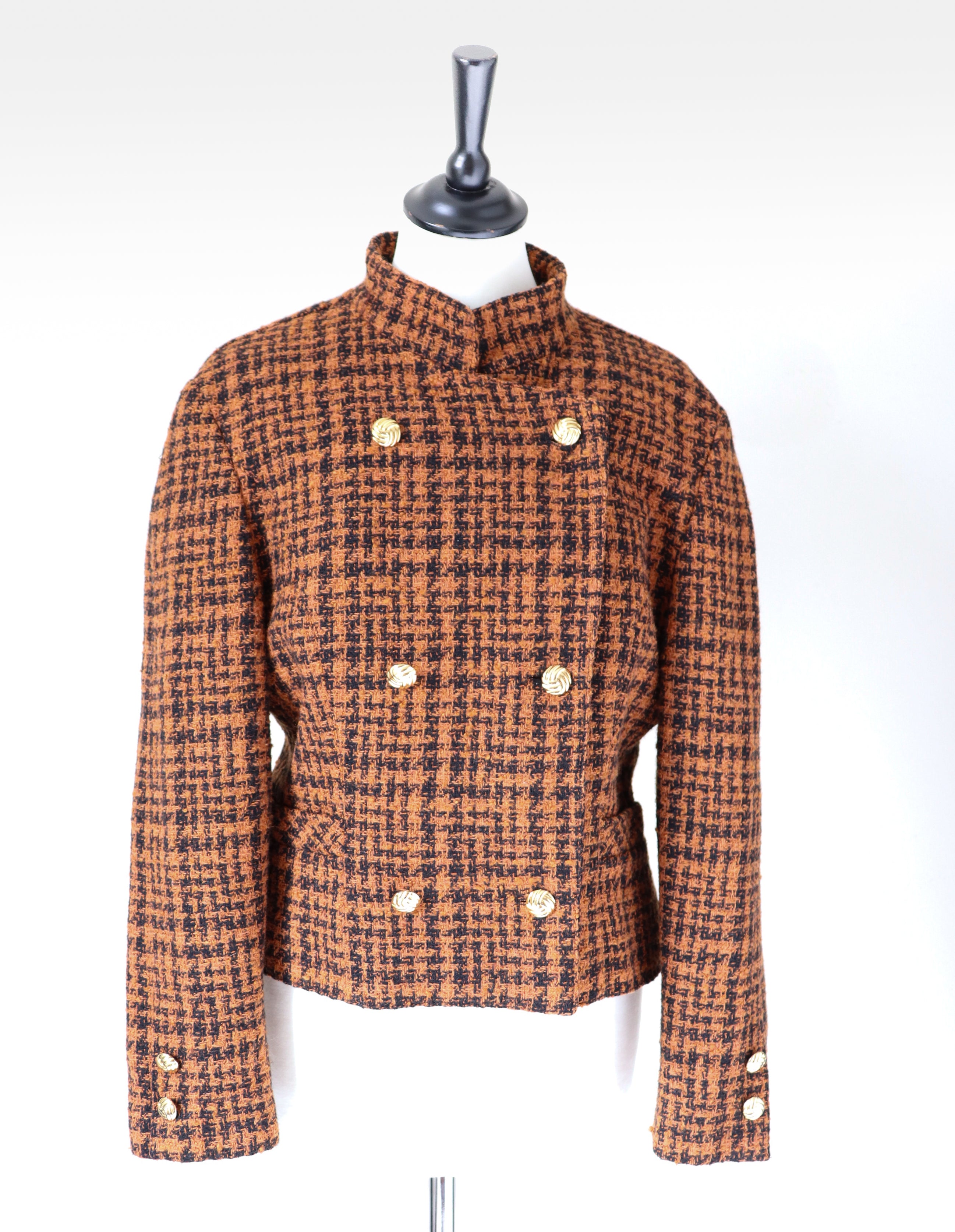 Time Brown Houndstooth Checked Jacket Wool Blend  - M /  UK 12