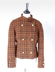 Time Brown Houndstooth Checked Jacket Wool Blend - M /  UK 12