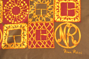 Nina Ricci Vintage Silk Scarf - Gold Buckles - Large